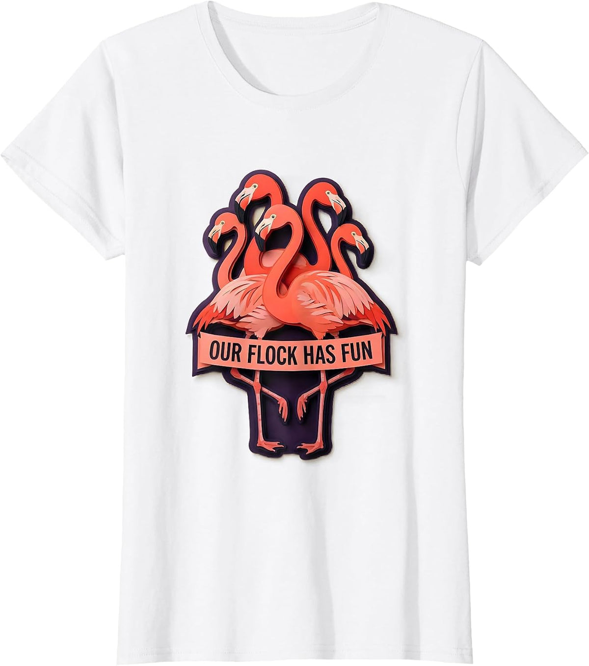 Women's Our Flock Has Fun Flamingo Family Matching Group Vacation T-Shirt - White