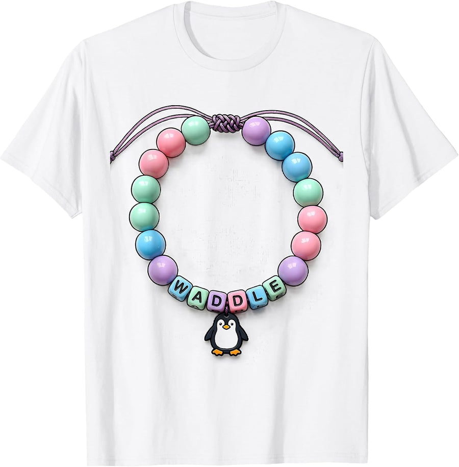 Men's Friendship Beads Penguin Charm Cute Animal Lover Gift T-Shirt - White