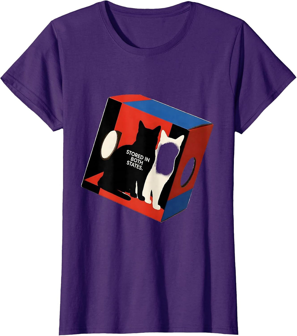 Women's Stored In Both States Bauhaus Modernist Physics Nerd Humor T-Shirt - Purple