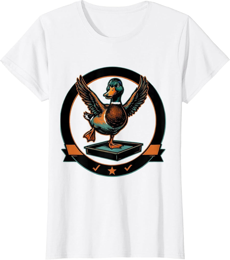 Women's Dismissive Duck Screenprint Poster Humor Novelty Gift T-Shirt - White