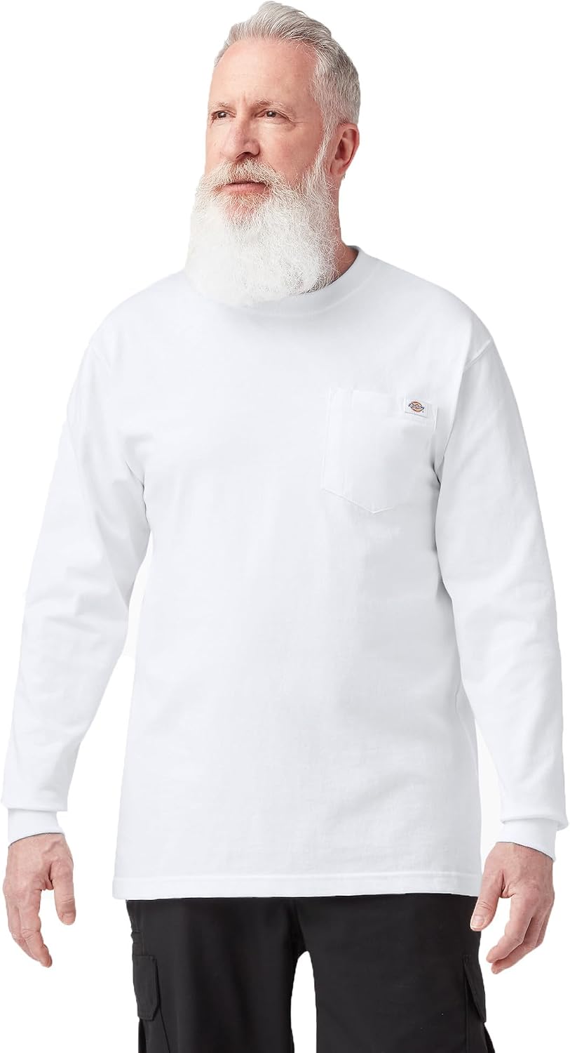 Dickies Men's Heavyweight Long Sleeve Pocket T-Shirt - White