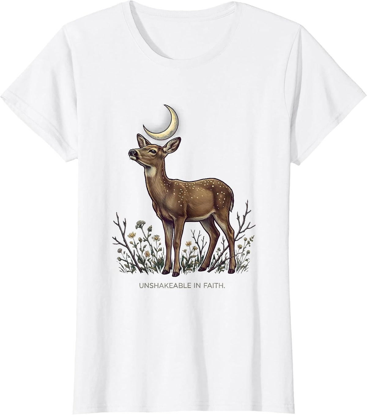 Women's Unshakeable In Faith Faith Over Fear Design T-Shirt - White