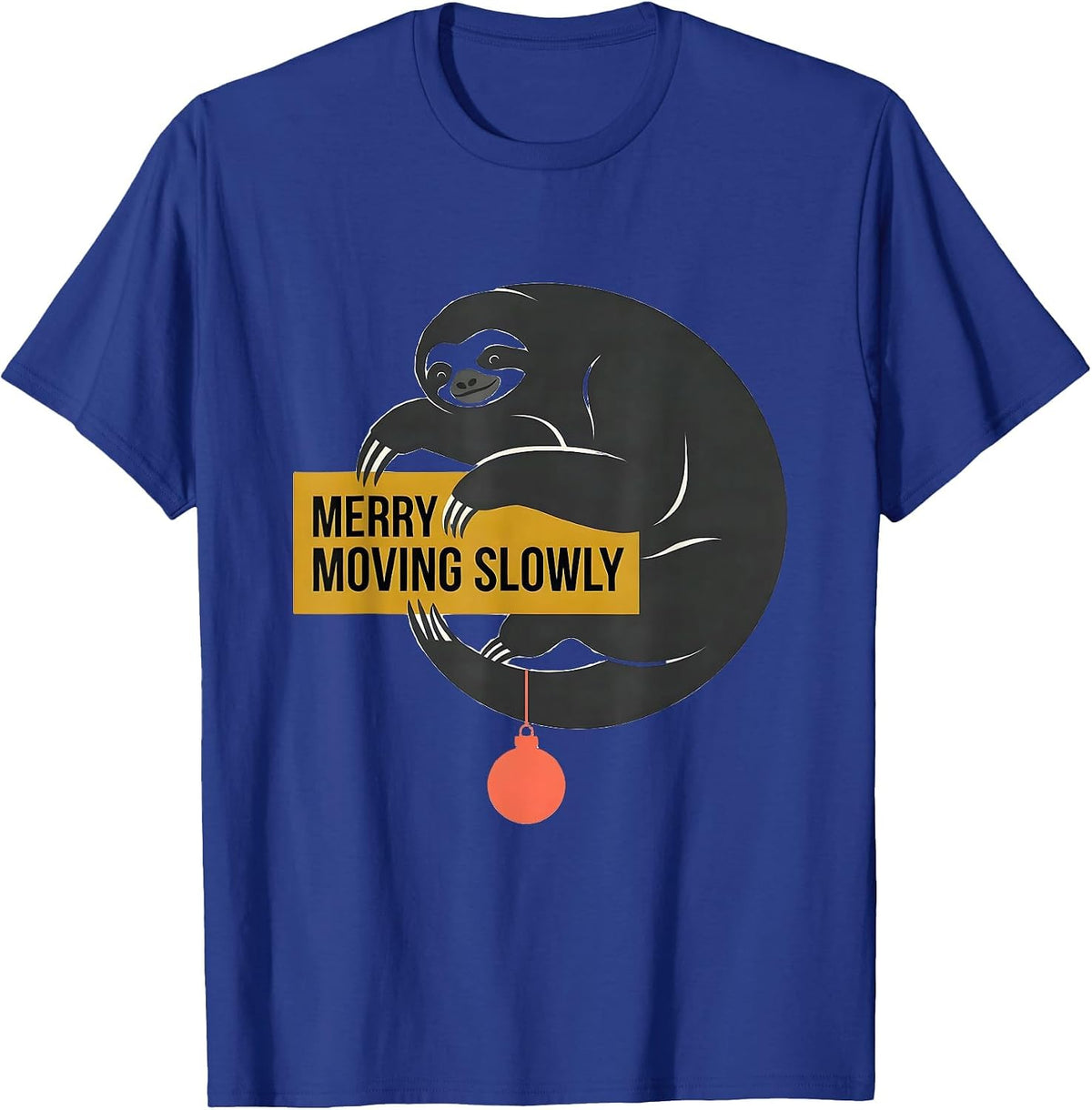 Merry Moving Slowly Midcentury Modern Sloth Lover Funny T-Shirt - Royal Blue