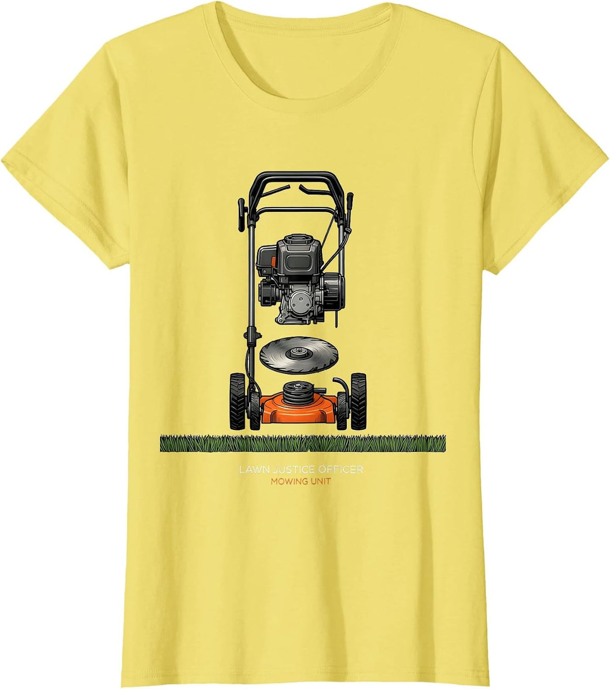 Lawn Justice Officer Mowing Unit Funny Lawn Mower Dad Gift T-Shirt - Lemon Yellow