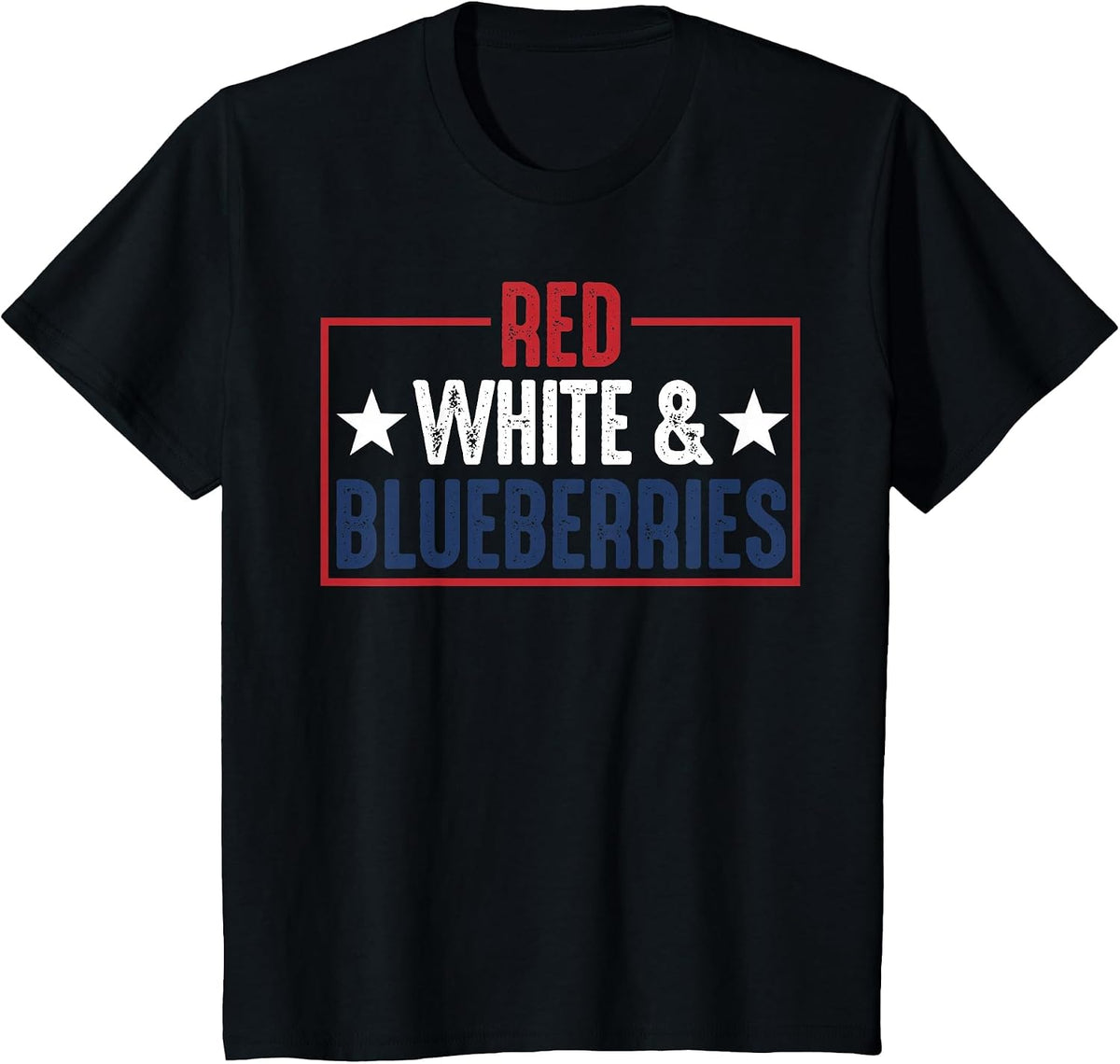 Vintage Red, White and Blueberries Graphic T-Shirt - Black