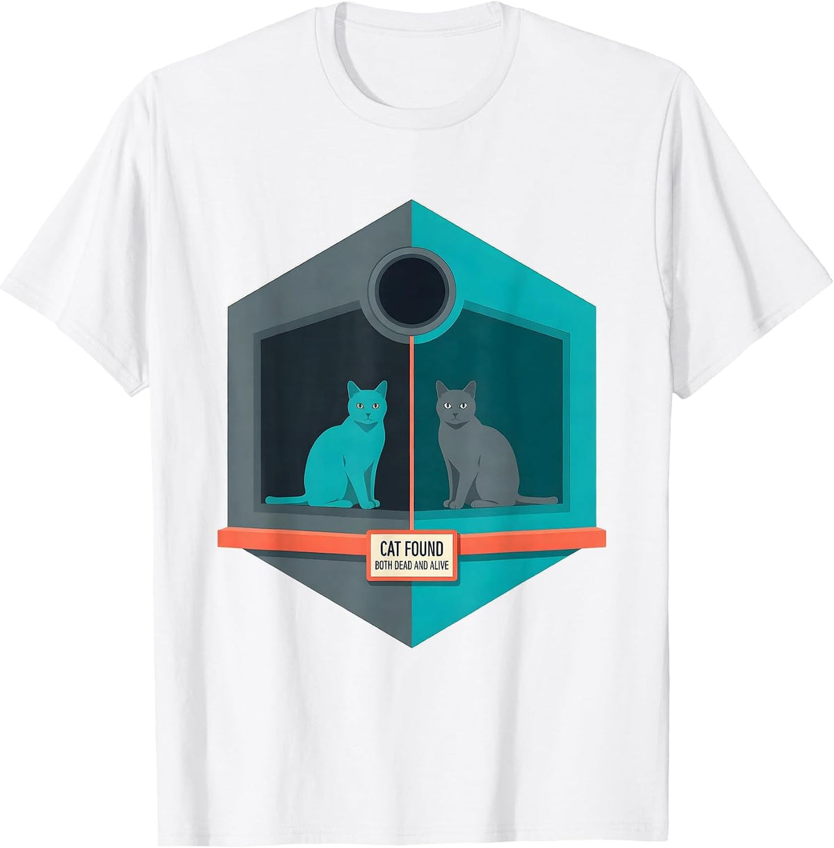 Men's Cat Found Both Dead And Alive Quantum Physics Humor T-Shirt - White