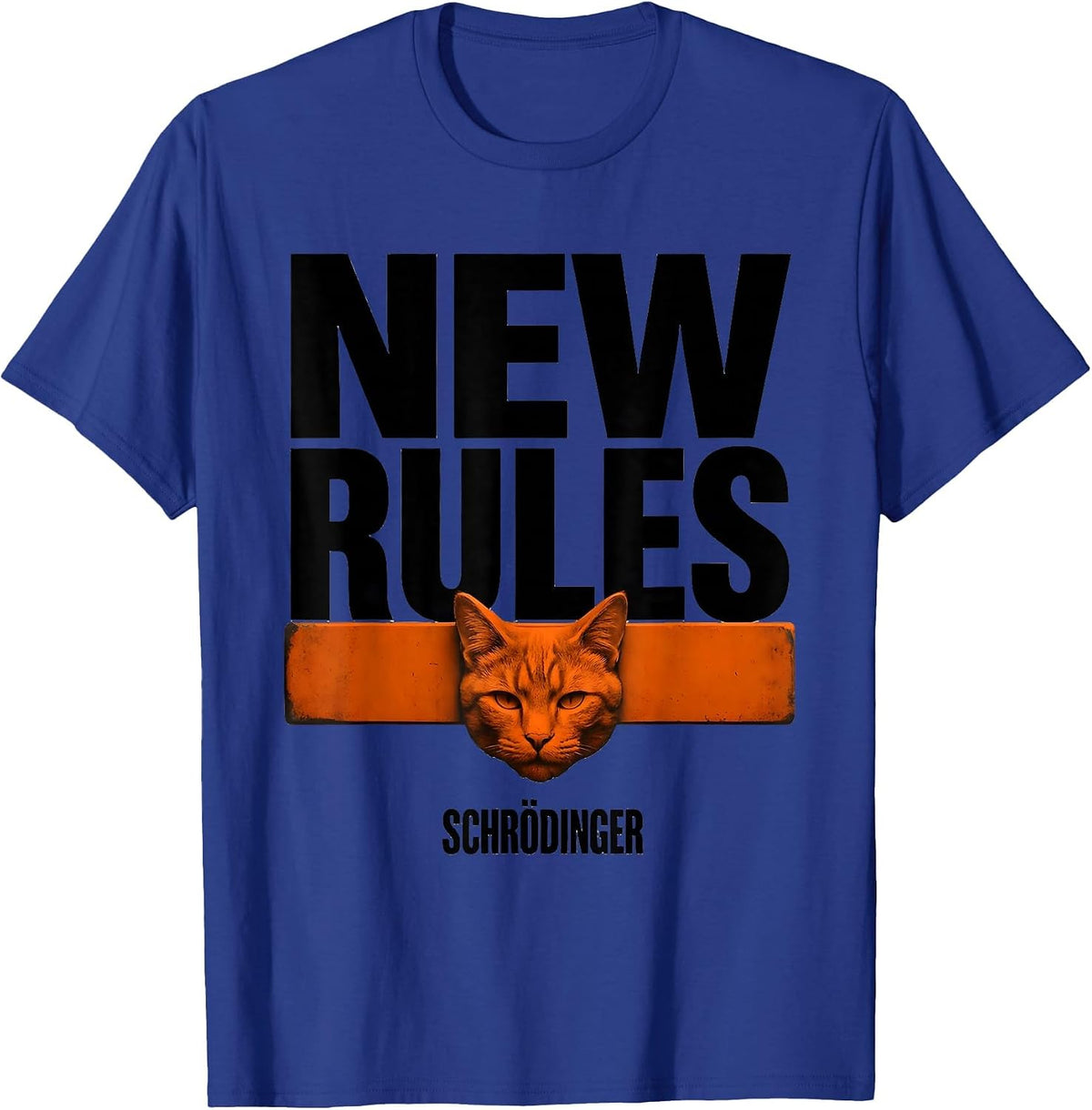 Men's New Rules Schrödinger Brutalist Quantum Physics Humor T-Shirt - Royal Blue