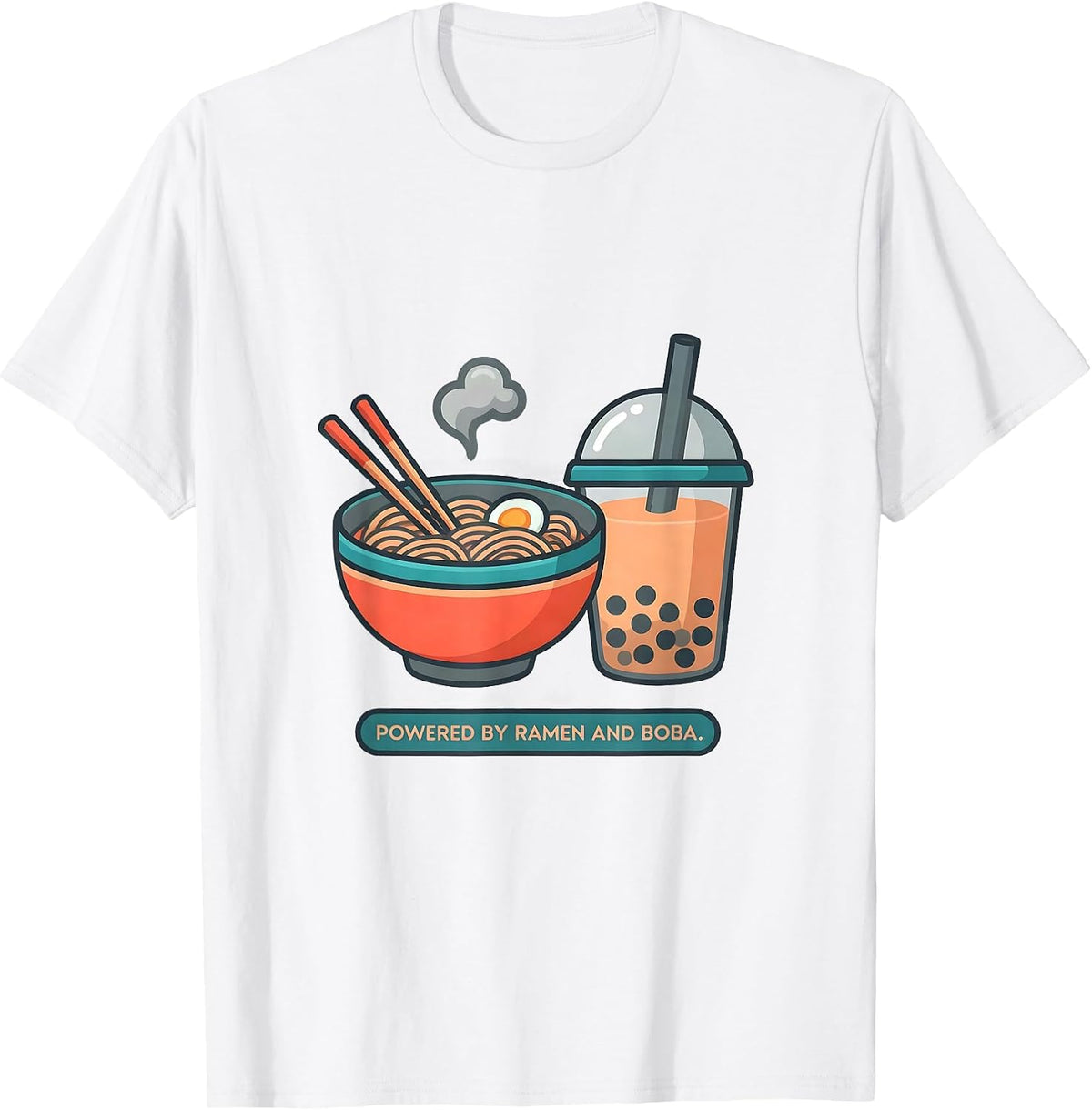 Powered By Ramen And Boba Cute Kawaii Food Lover Gift T-Shirt - White