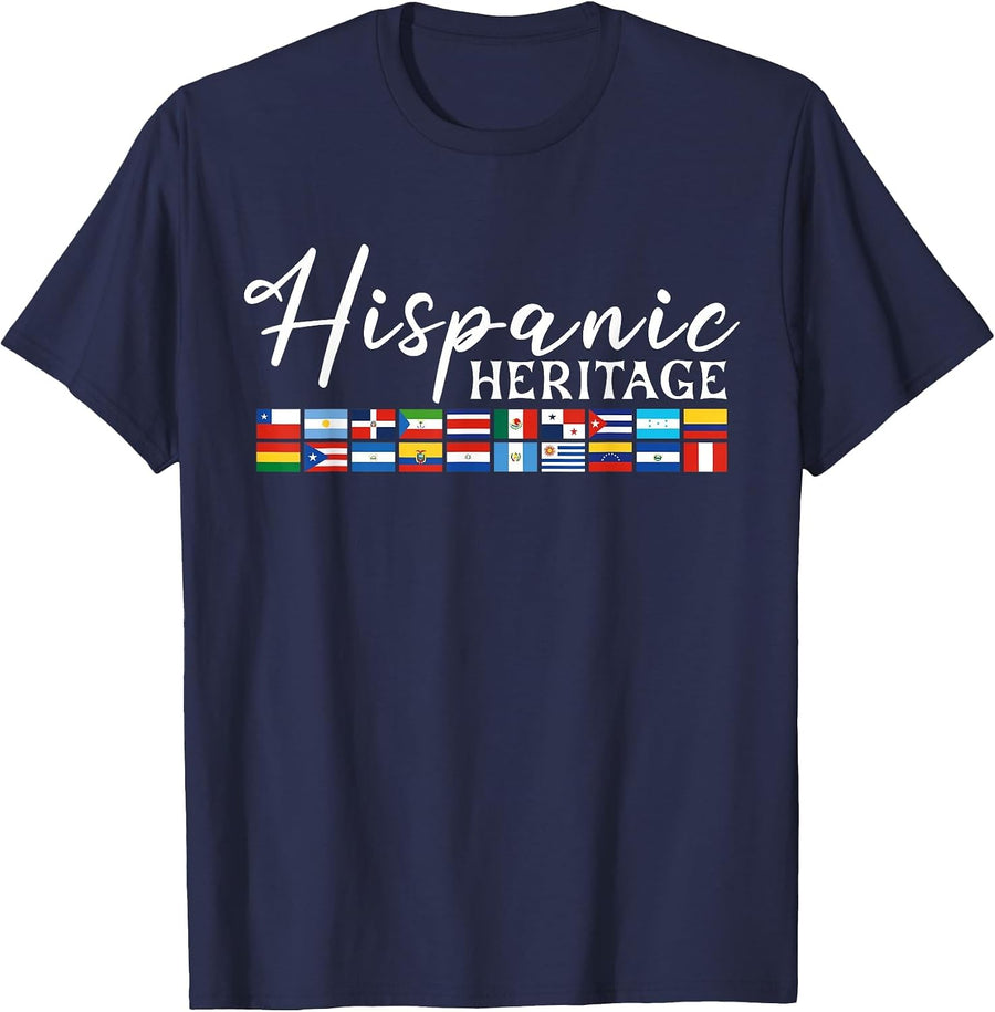 Hispanic Heritage Month Flags Women, Men T-Shirt - Navy Blue