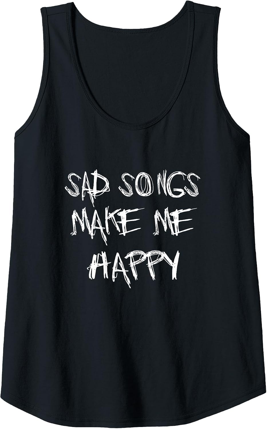 SAD Songs Make ME Happy Emo Goth Heavy Metal Kawaii Gift Tank Top - Black