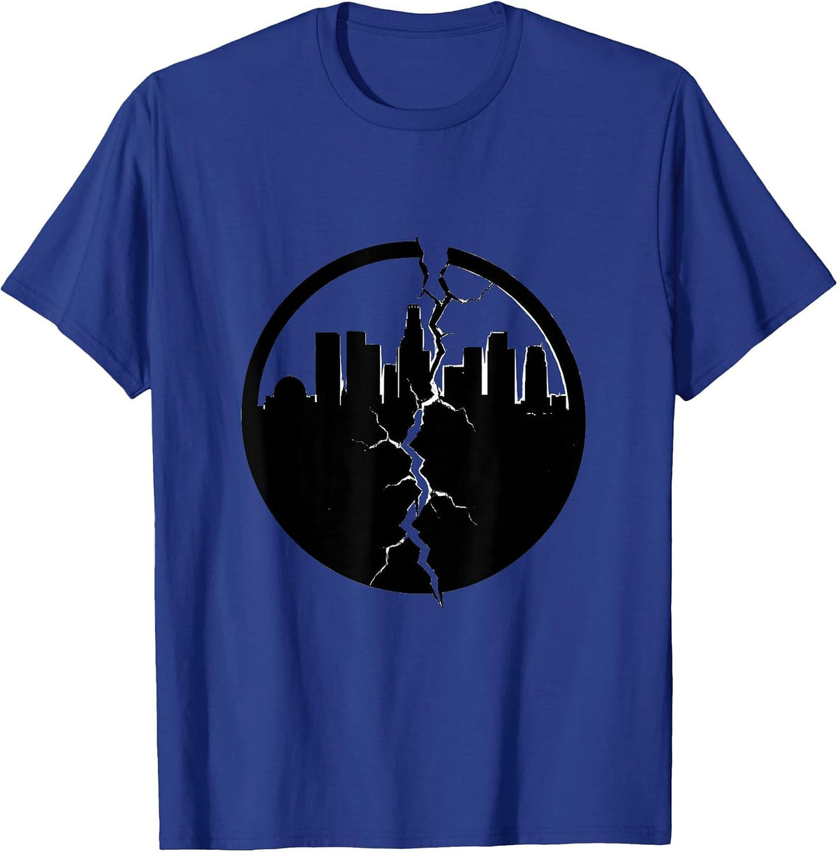 Los Angeles Earthquake Crack Sidewalk Graphic T-Shirt - Royal Blue