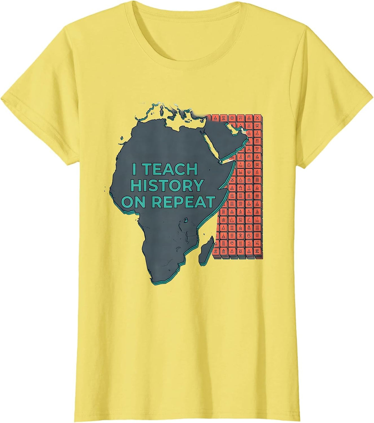 I Teach History On Repeat Funny History Teacher Gift T-Shirt, Women, Lemon Yellow, 3X-Large - As Pictured