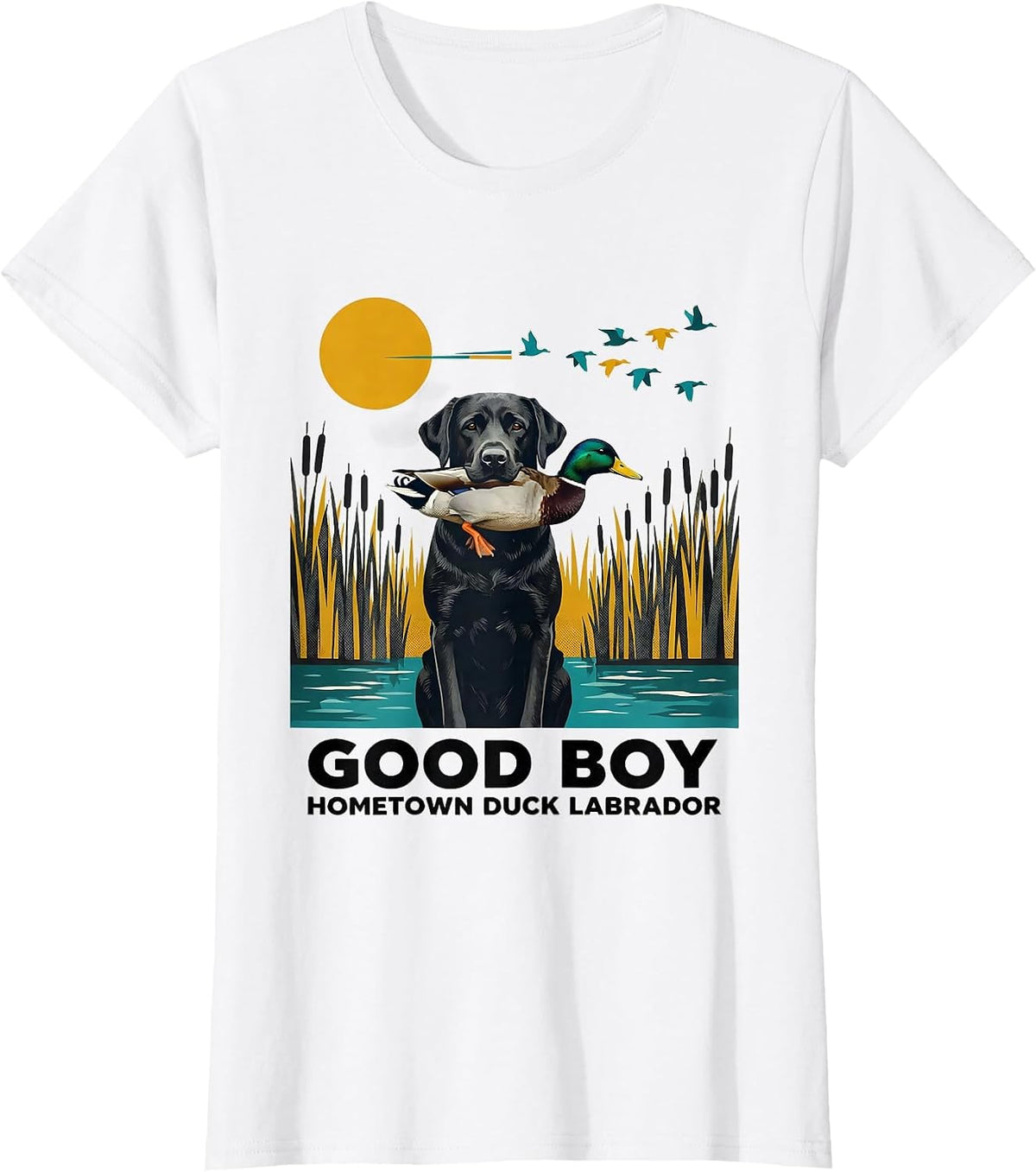 Good Boy Hometown Duck Labrador Vintage Hunting Dog T-Shirt - White