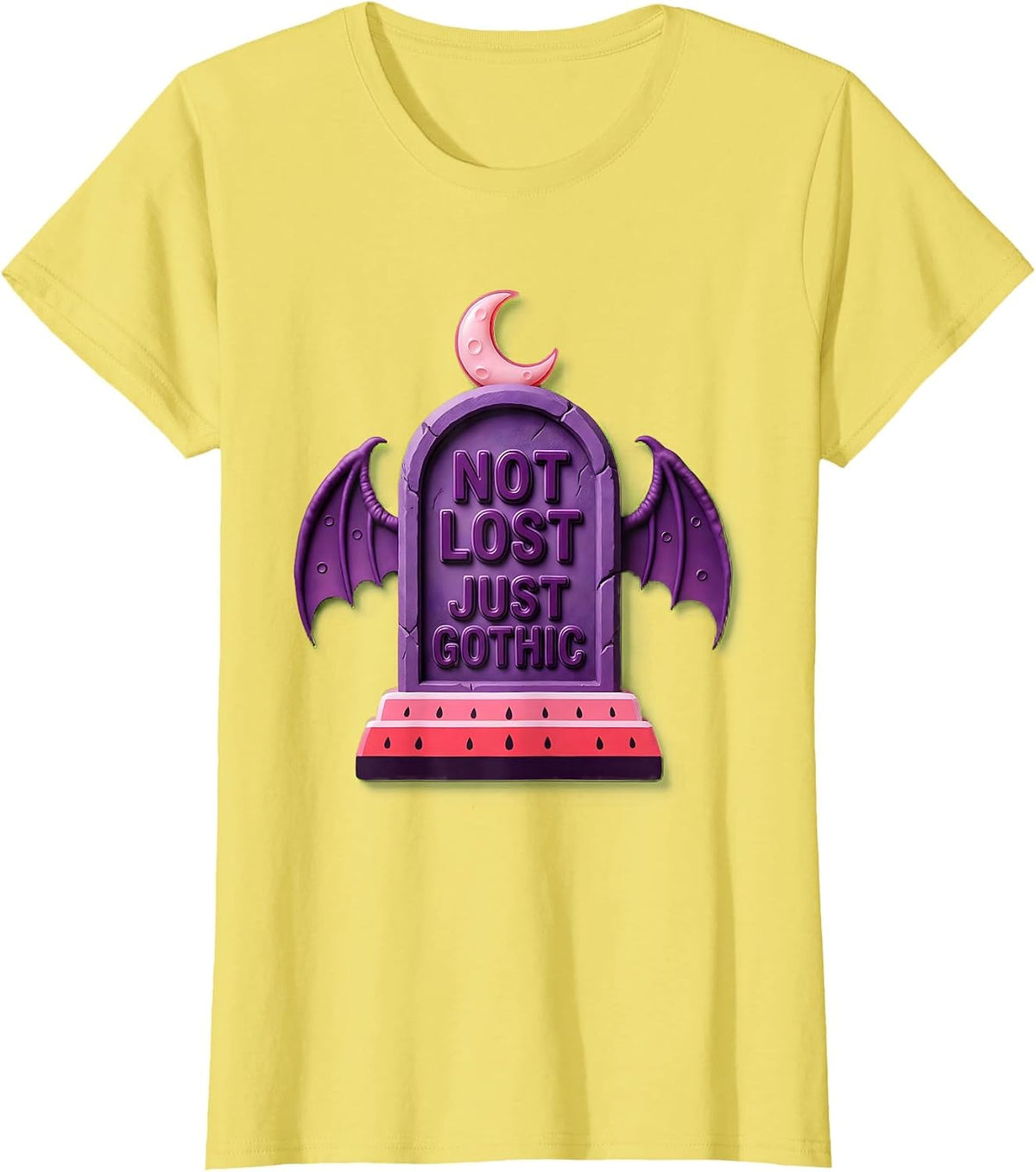 Not Lost Just Gothic Dark Aesthetic Design T-Shirt - Lemon Yellow