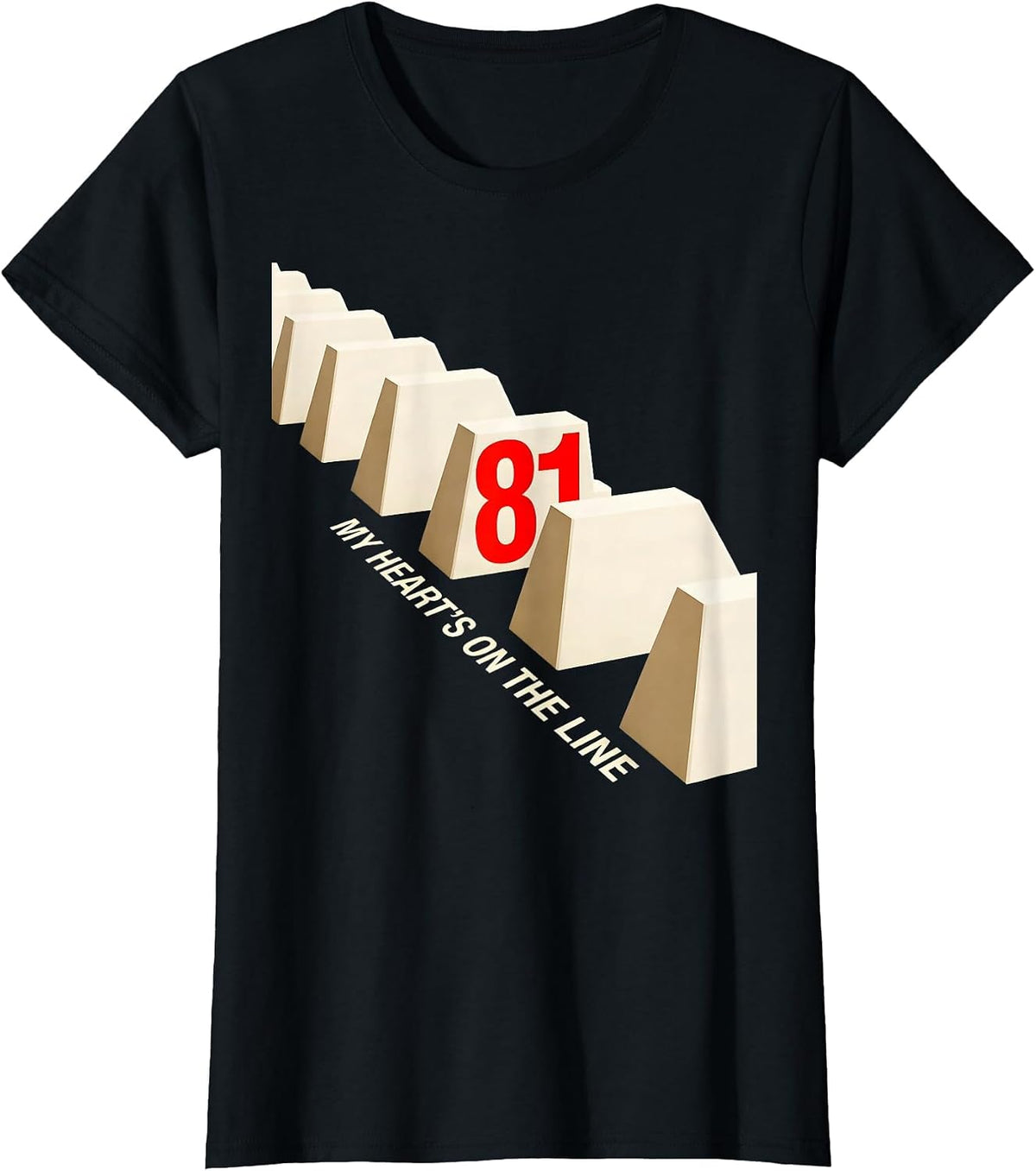 My Heart's On The Line 81 New Wave Football Lineman Mom T-Shirt - Black