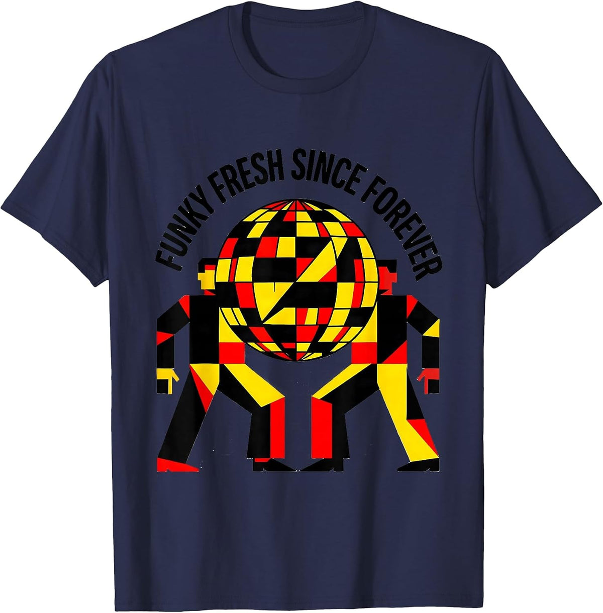 Men's Funky Fresh Since Forever Retro Disco Design T-Shirt - Navy Blue