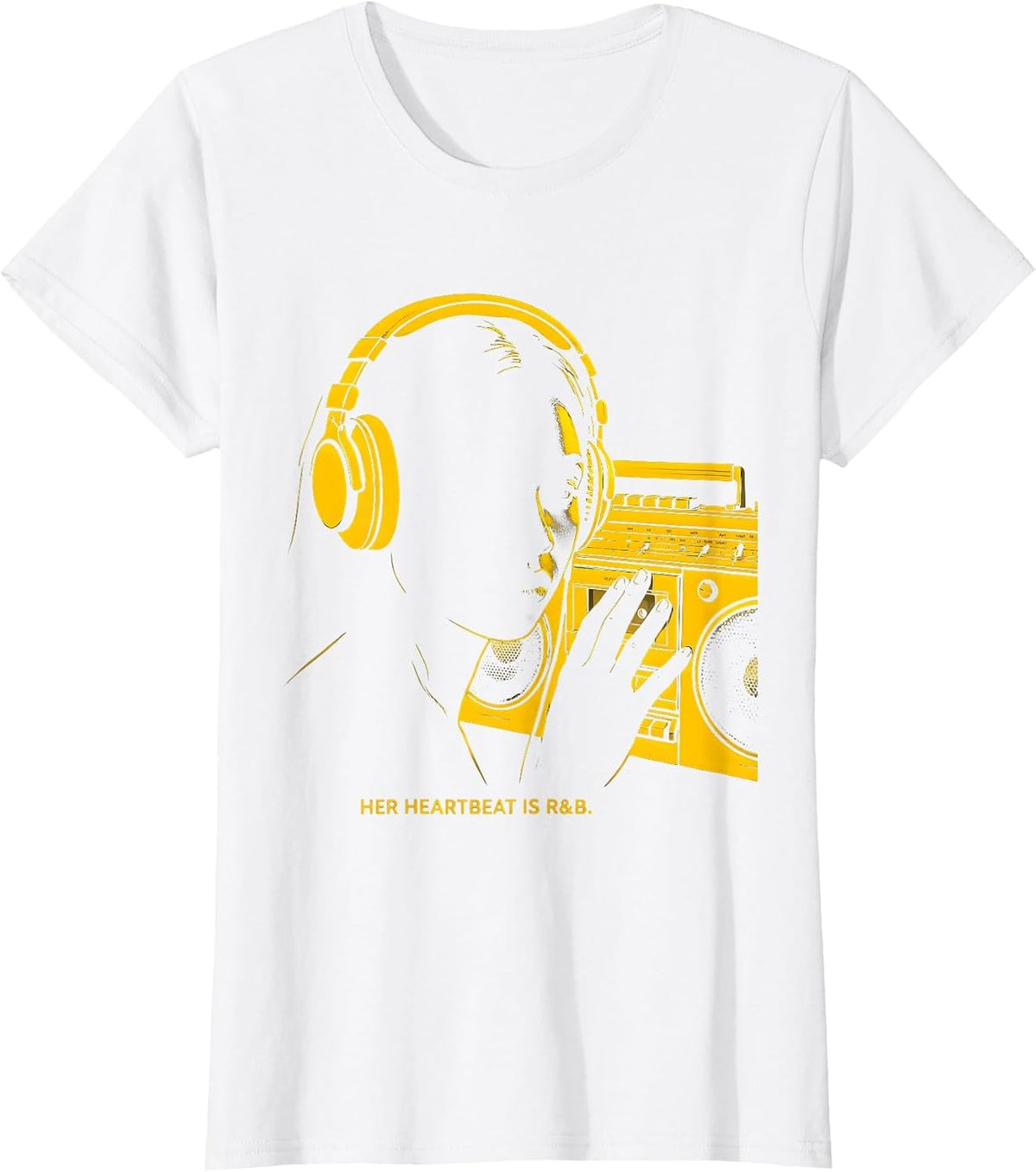 Her Heartbeat Is R&B Retro R&B Soul Music Fan T-Shirt - White