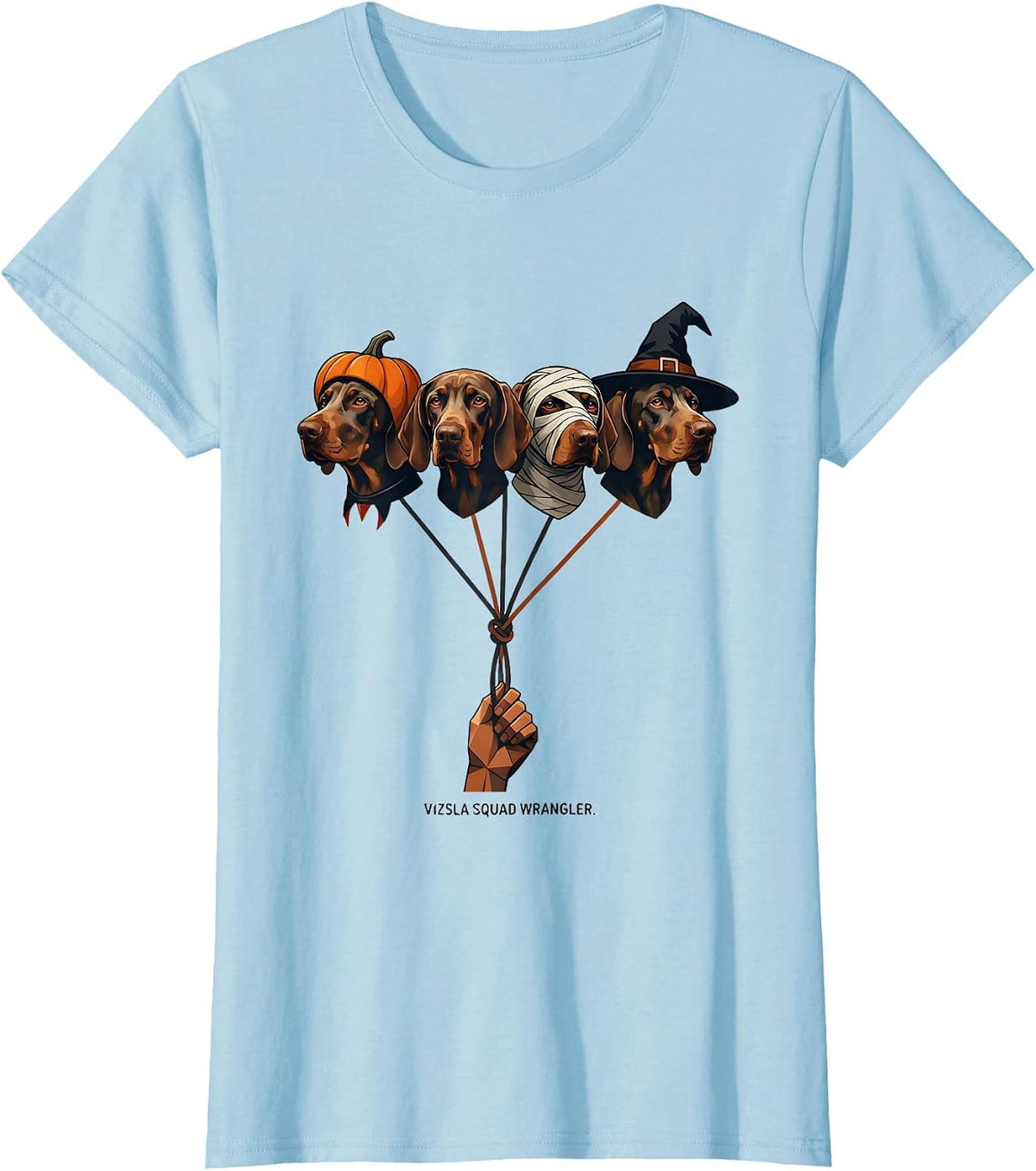 Vizsla Squad Wrangler Minimalist Halloween Dog Owner Gift T-Shirt - Baby Blue