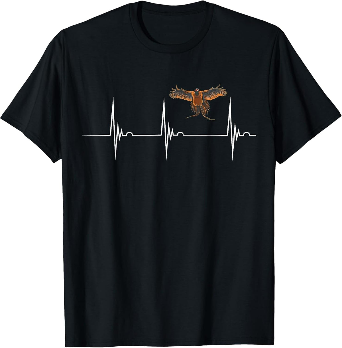 Pheasant Hunting Heartbeat EKG Pulse Pheasant Bird Hunter T-Shirt - Black
