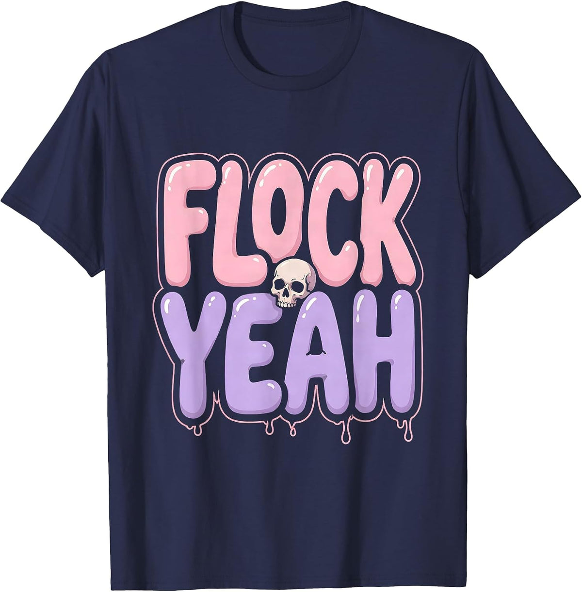 Men's Flock Yeah Flamingo Lover Design T-Shirt - Navy Blue