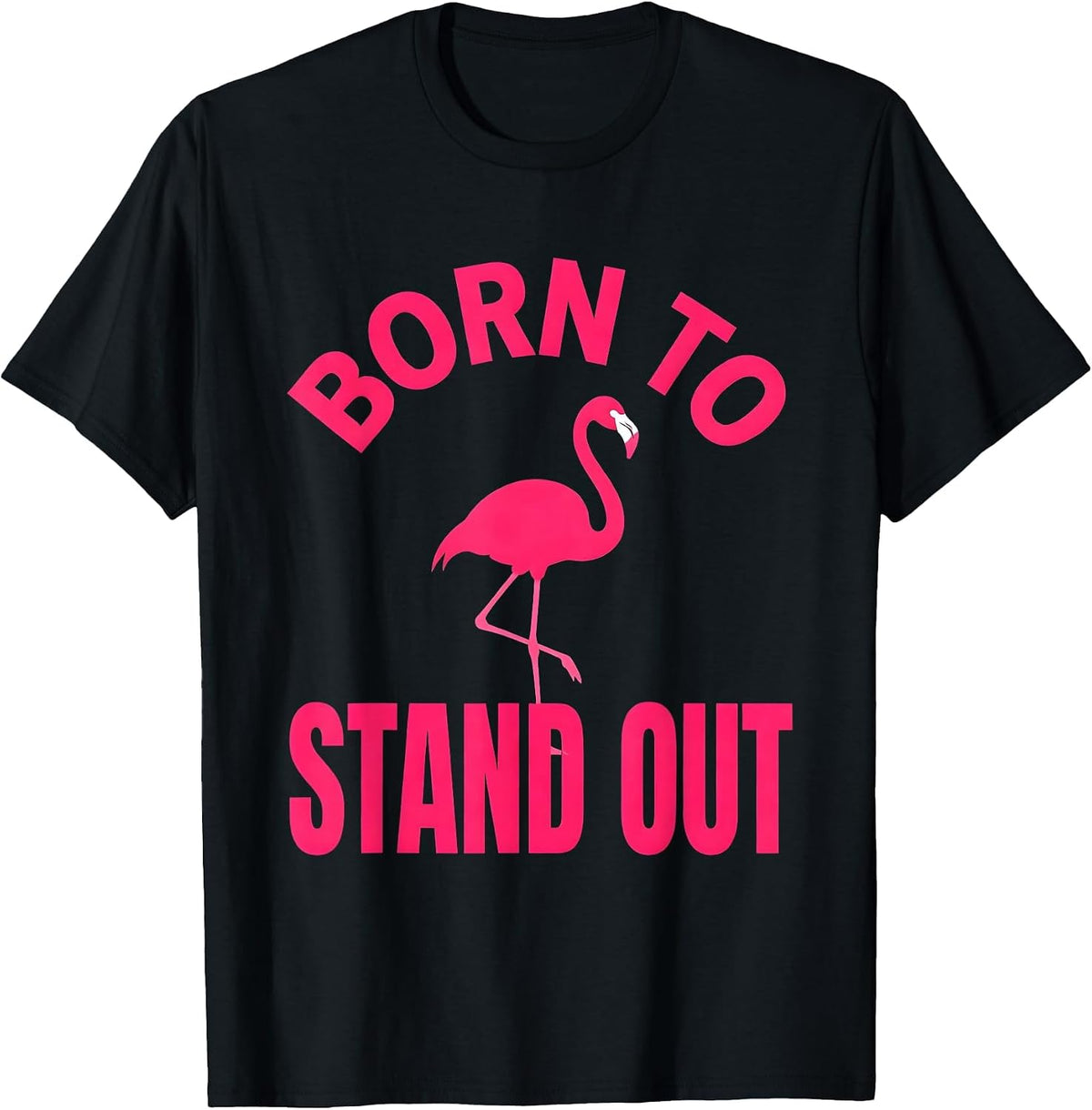 Men's Born to Stand Out Flamingo Graphic Design T-Shirt - Black
