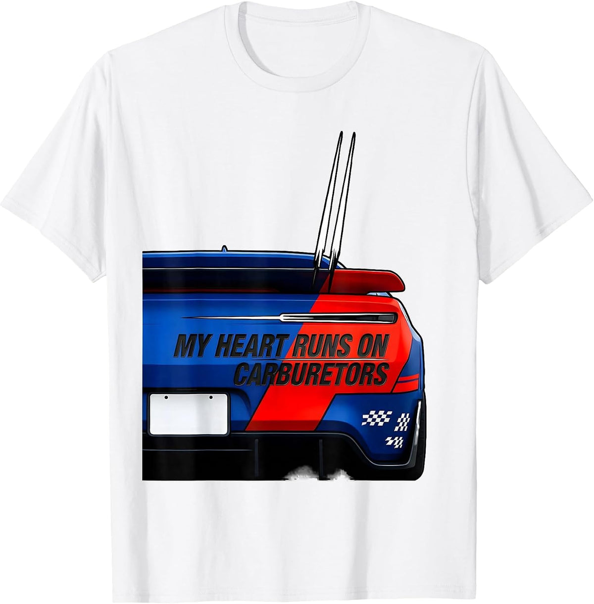 Men's My Heart Runs On Carburetors Funny Car Guy Auto Mechanic T-Shirt - White