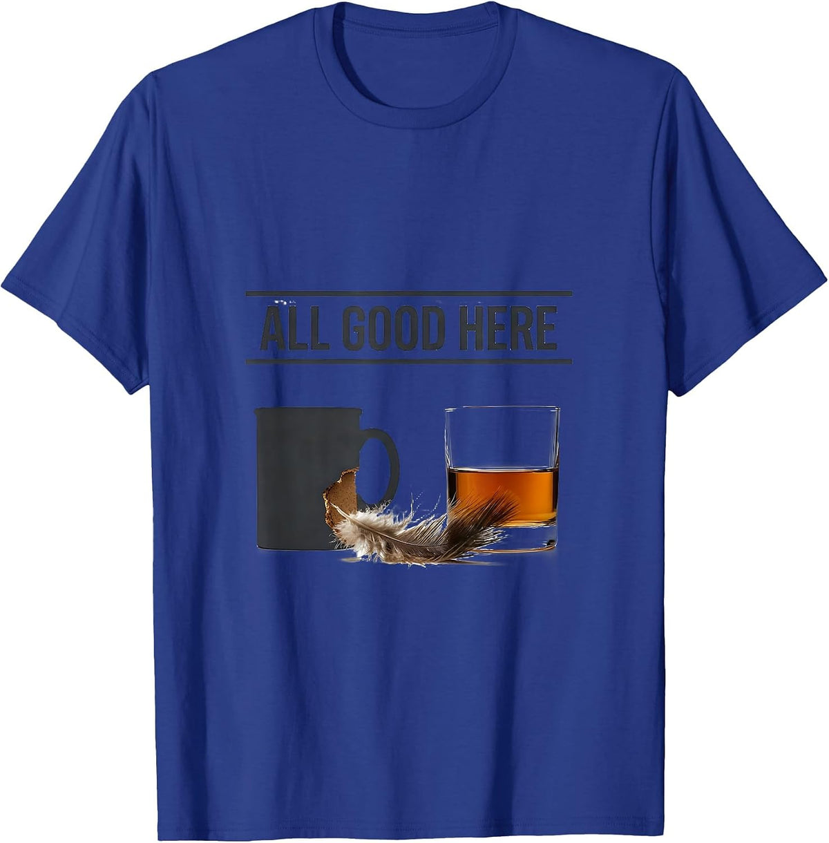 Men's All Good Here Funny Dog Owner Coffee Lover Humor T-Shirt - Royal Blue
