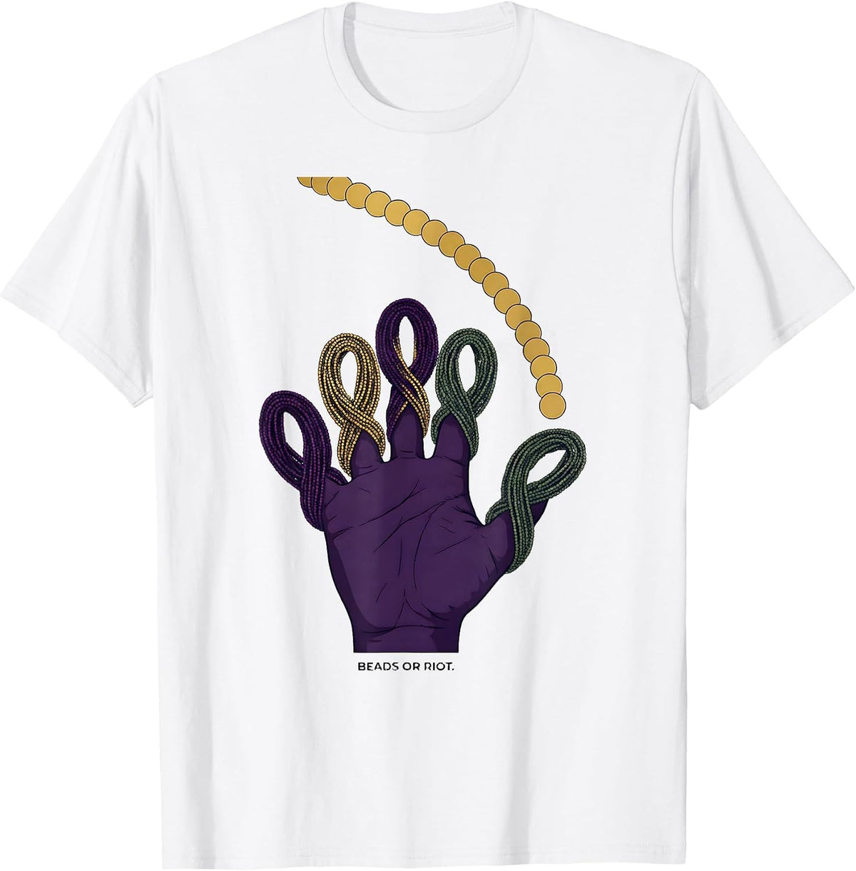 Men's Beads Or Riot Editorial Conceptual Mardi Gras Carnival Party T-Shirt - White