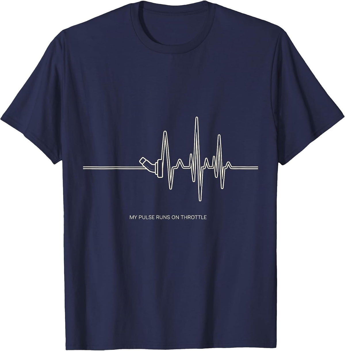 My Pulse Runs On Throttle Funny Car Guy Auto Mechanic Humor T-Shirt - Navy Blue