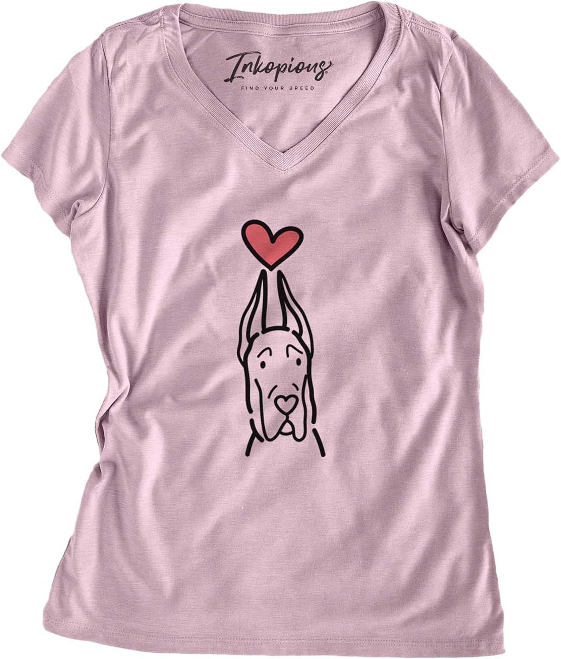Inkopious Love Always Great Dane T-Shirt - Lavender V-neck