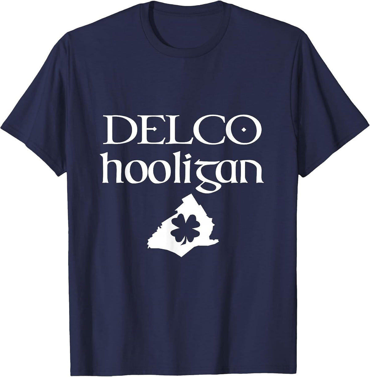 DELCO Hooligan Irish Delaware County Shamrock T-Shirt - Navy Blue
