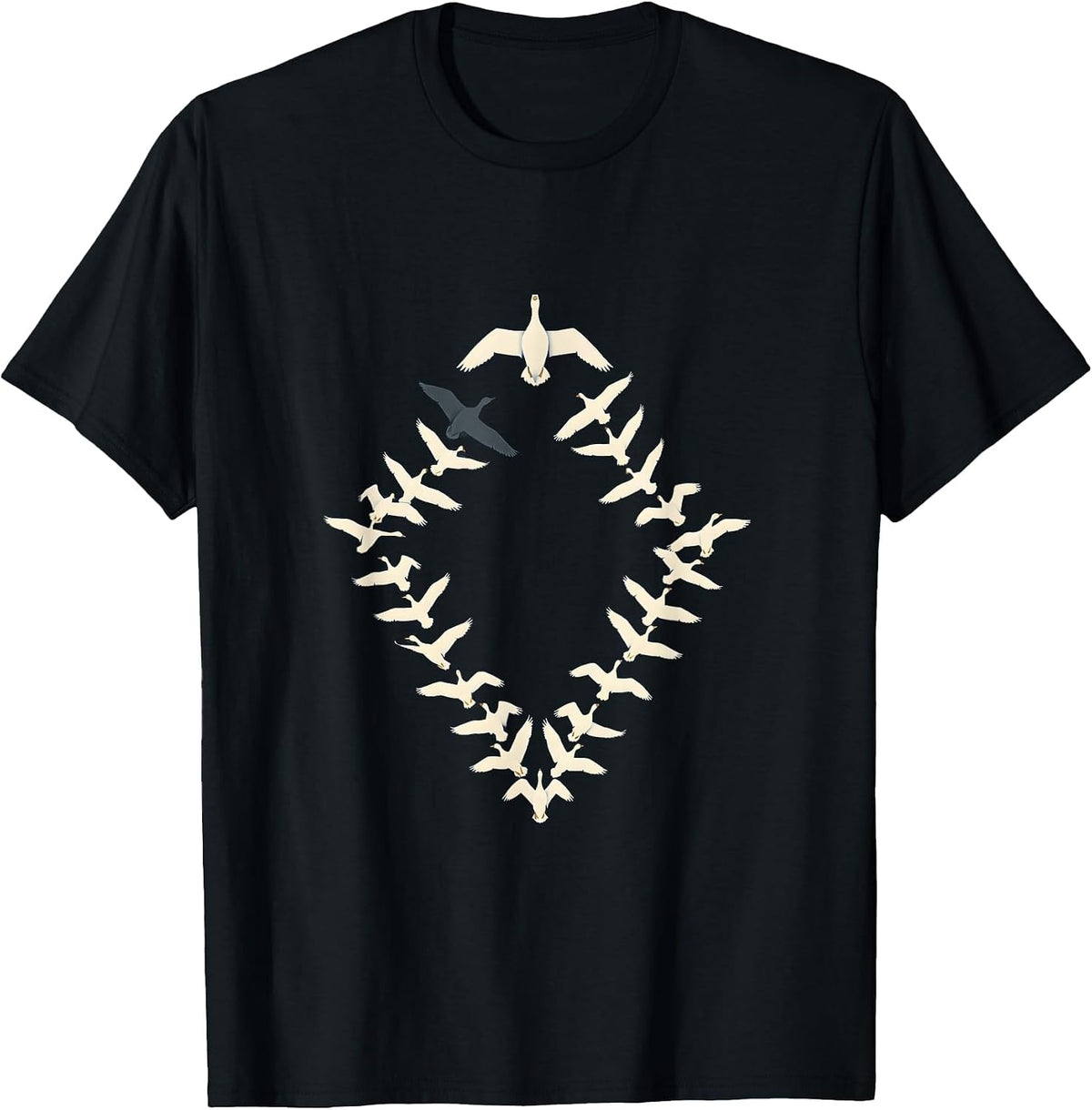 Men's Duck Flock V-Formation Overhead View Graphic T-Shirt - Black