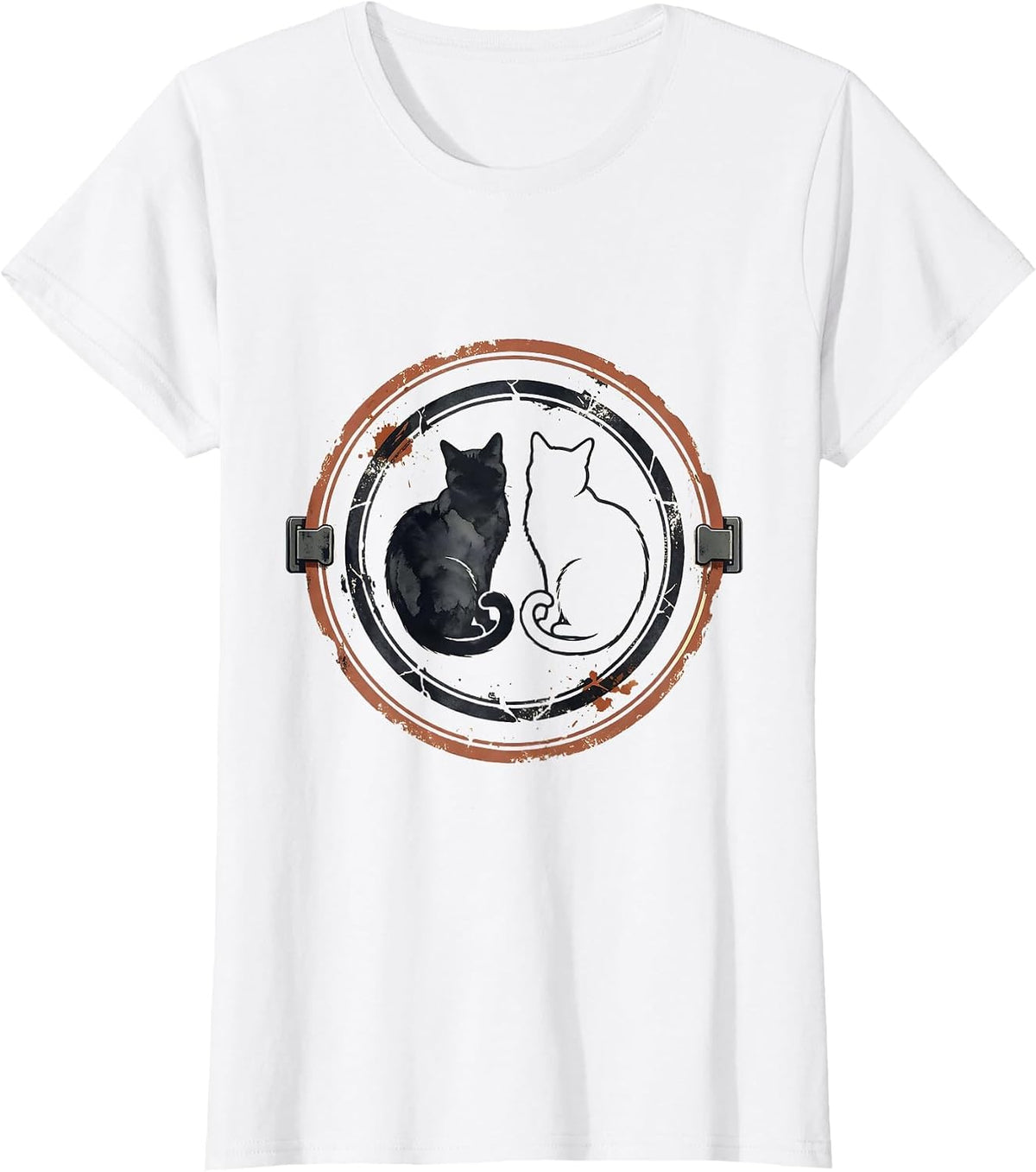Sealed Cat Inspection Badge Distressed Physics Nerd Humor T-Shirt - White