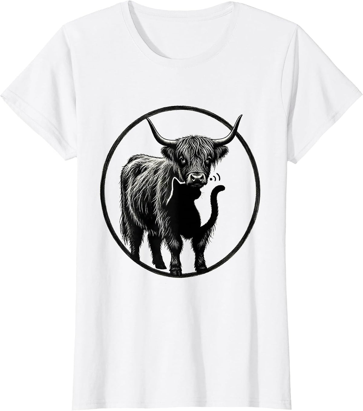Sealed Highland Cow Halloween Badge Cat Humor T-Shirt - White