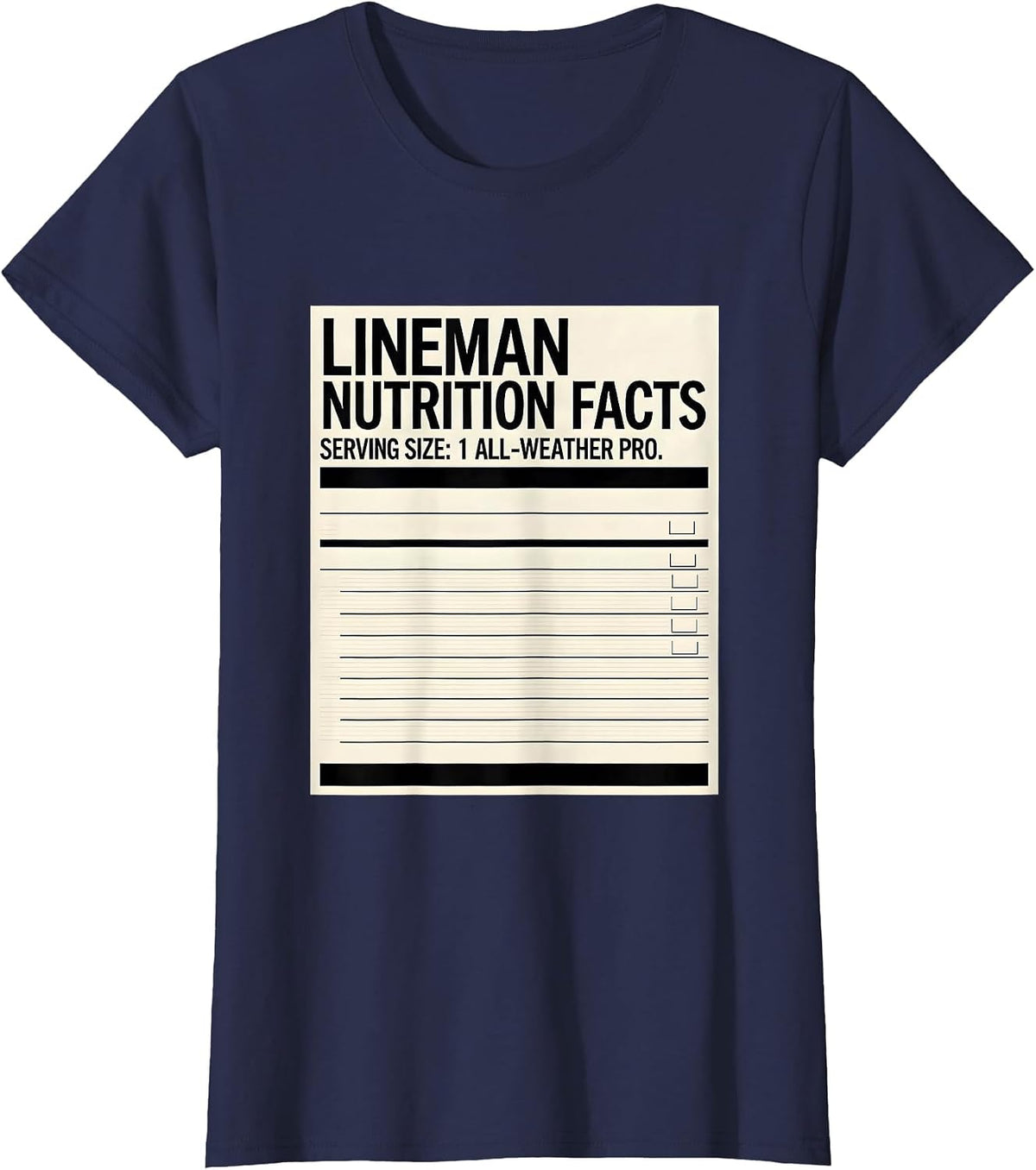Women's Lineman Nutrition Facts T-Shirt - Navy Blue