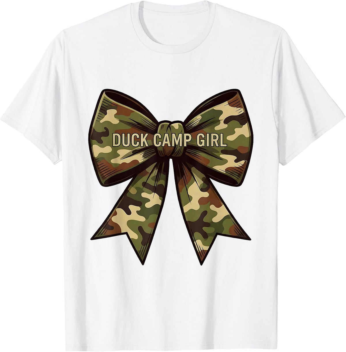 Men's Duck Camp Girl Camo Coquette Bow Hunting Ol Lady T-Shirt - White