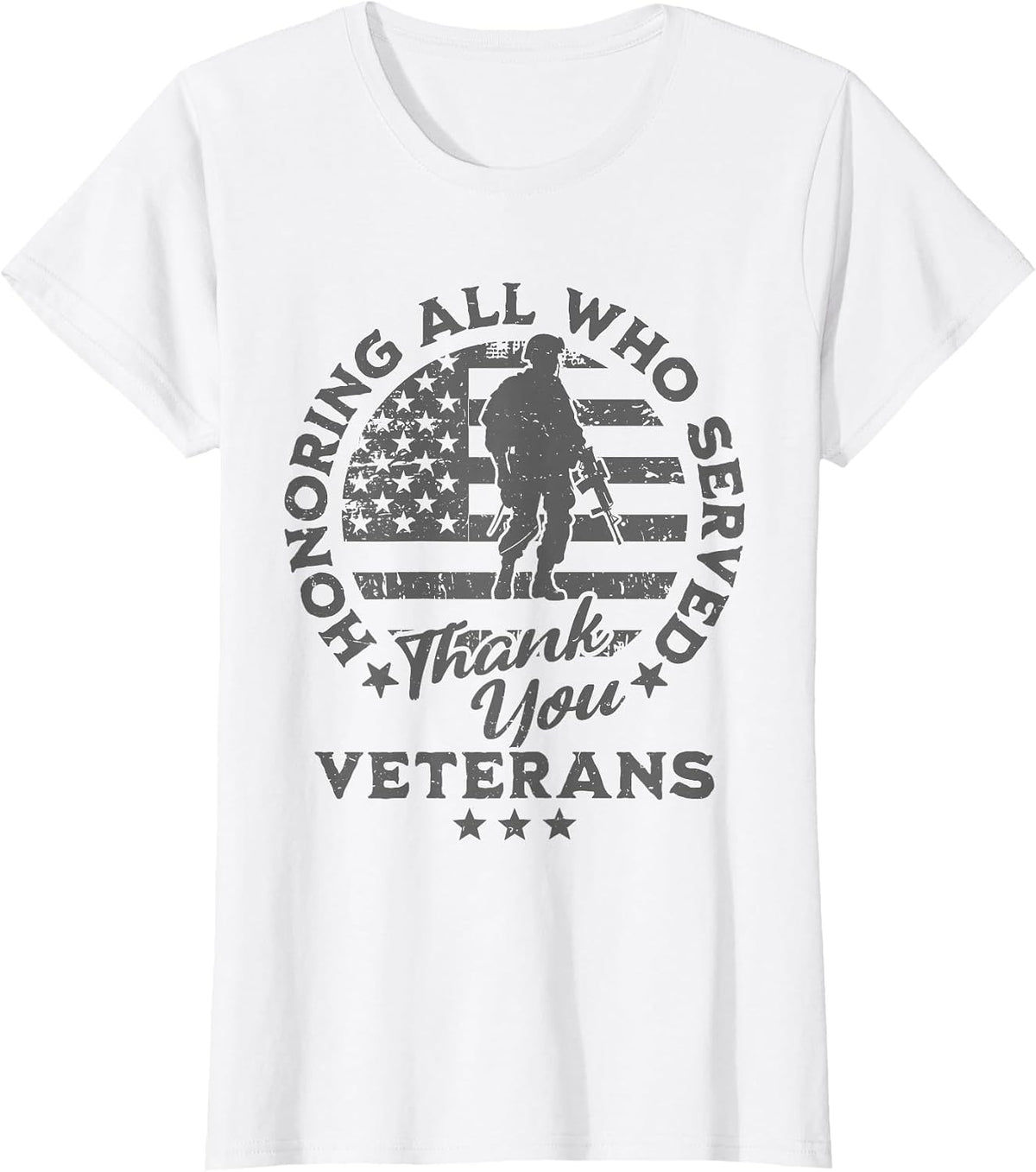 Honoring All Who Served Thank You Veterans Day American Flag T-Shirt - White