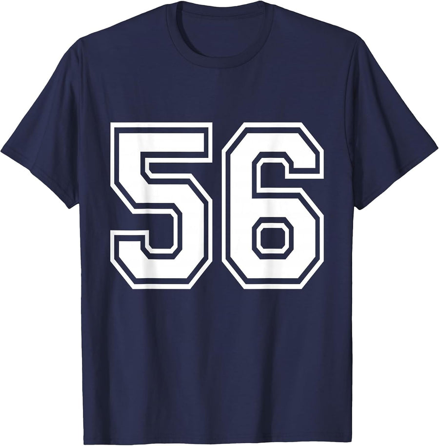 Number 56 Front + Back Varsity Sports Team 56th Birthday T-Shirt - Navy Blue