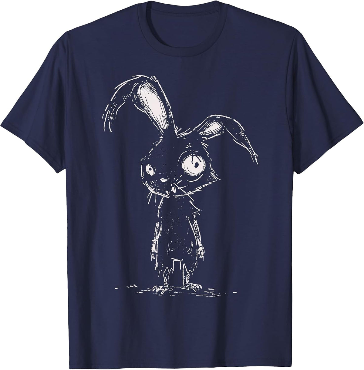 Weird Grunge Bunny Rabbit Alt Goth Cute Horror Aesthetic T-Shirt - Navy Blue