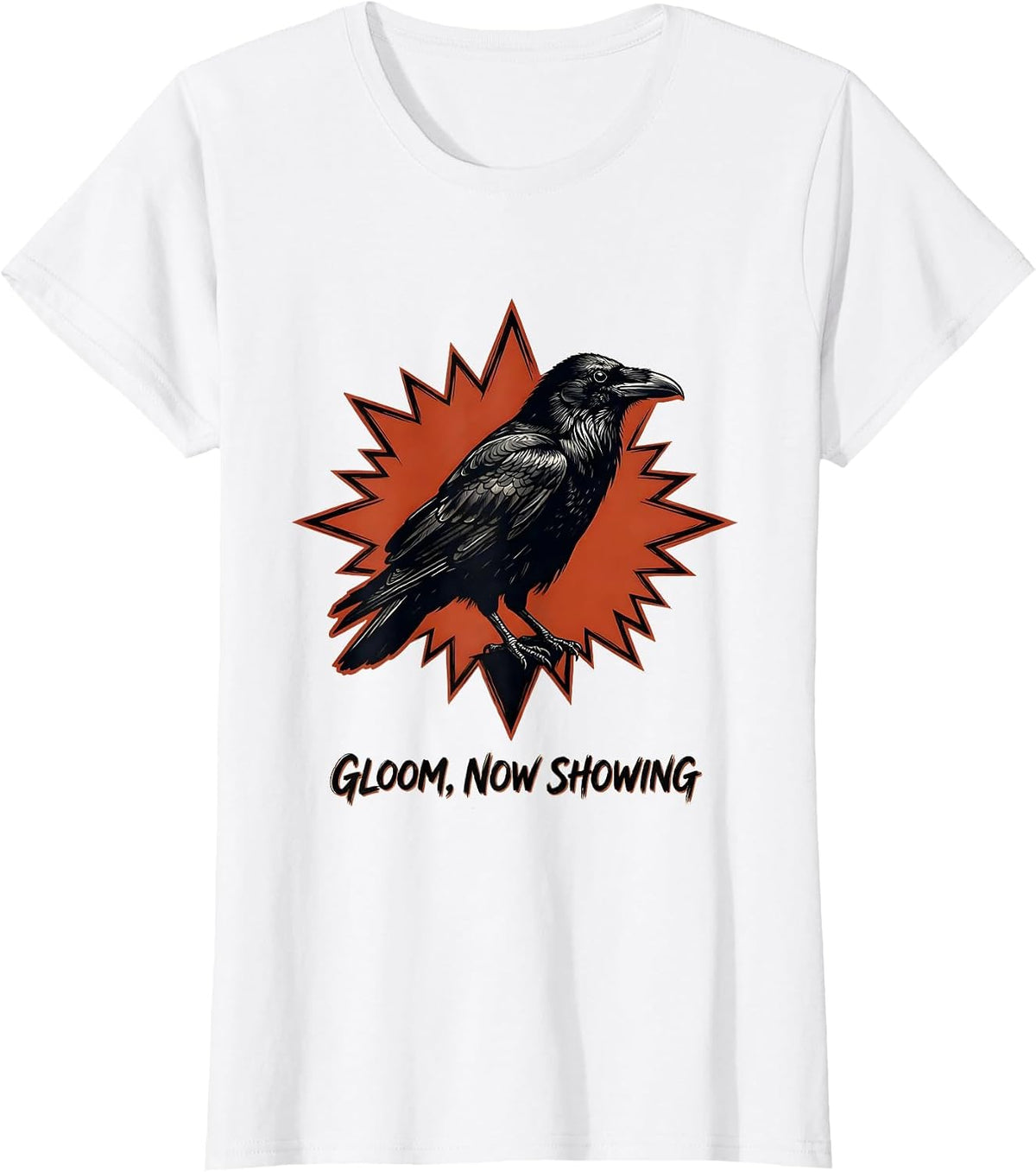 Gloom Now Showing Gothic Edgar Allan Poe Raven Literary T-Shirt - White