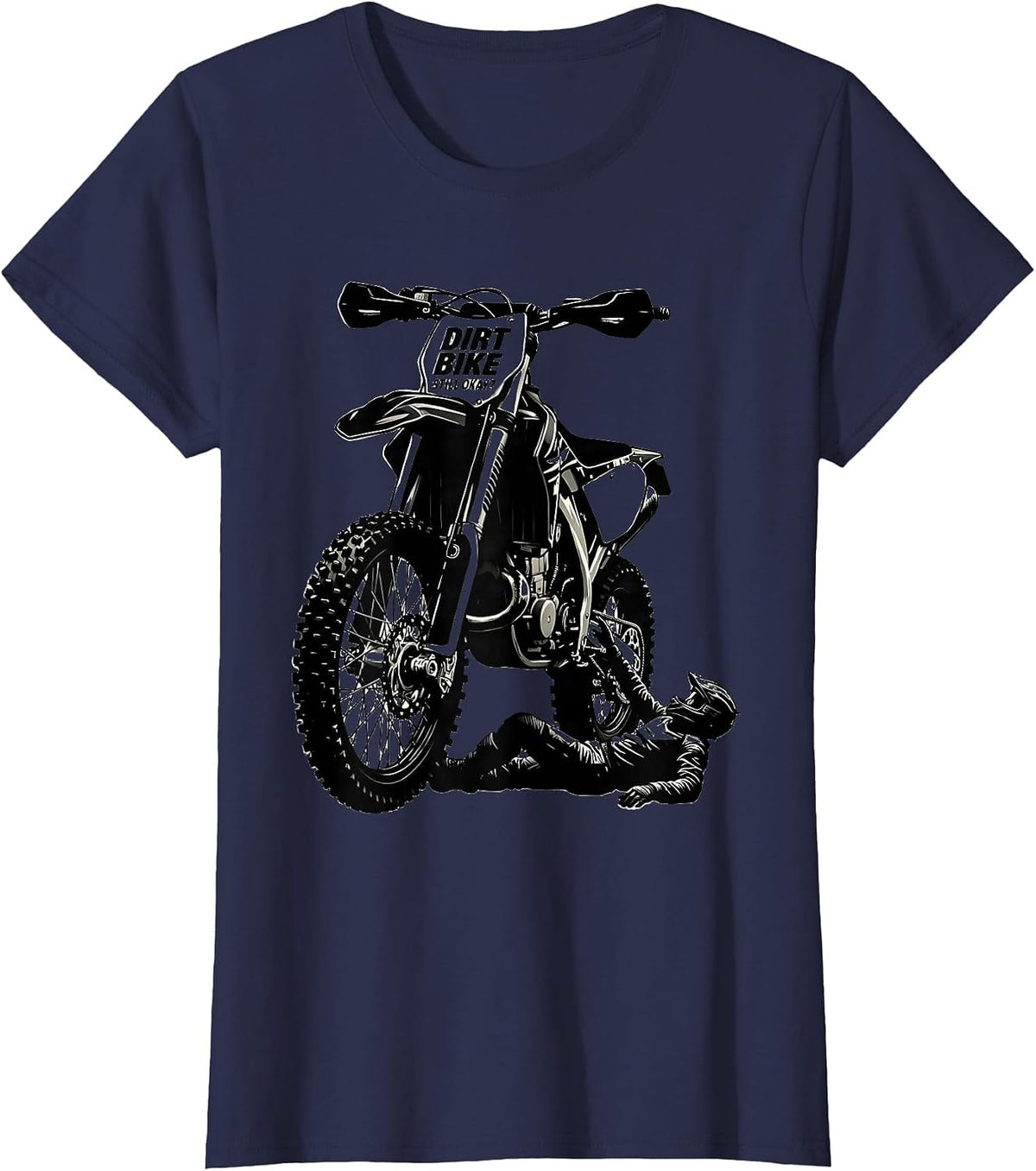Women's Dirt Bike Still Okay? Funny Motocross Rider Crash Humor T-Shirt - Navy Blue