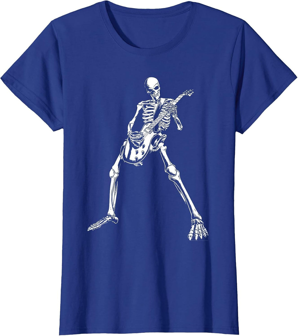 Skeleton Playing Electric Guitar Solo Halloween Rock Music T-Shirt - Royal Blue