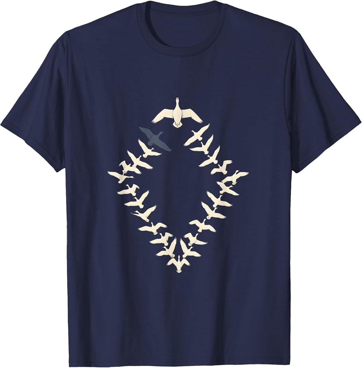 Men's Duck Flock V-Formation Overhead View Graphic T-Shirt - Navy Blue