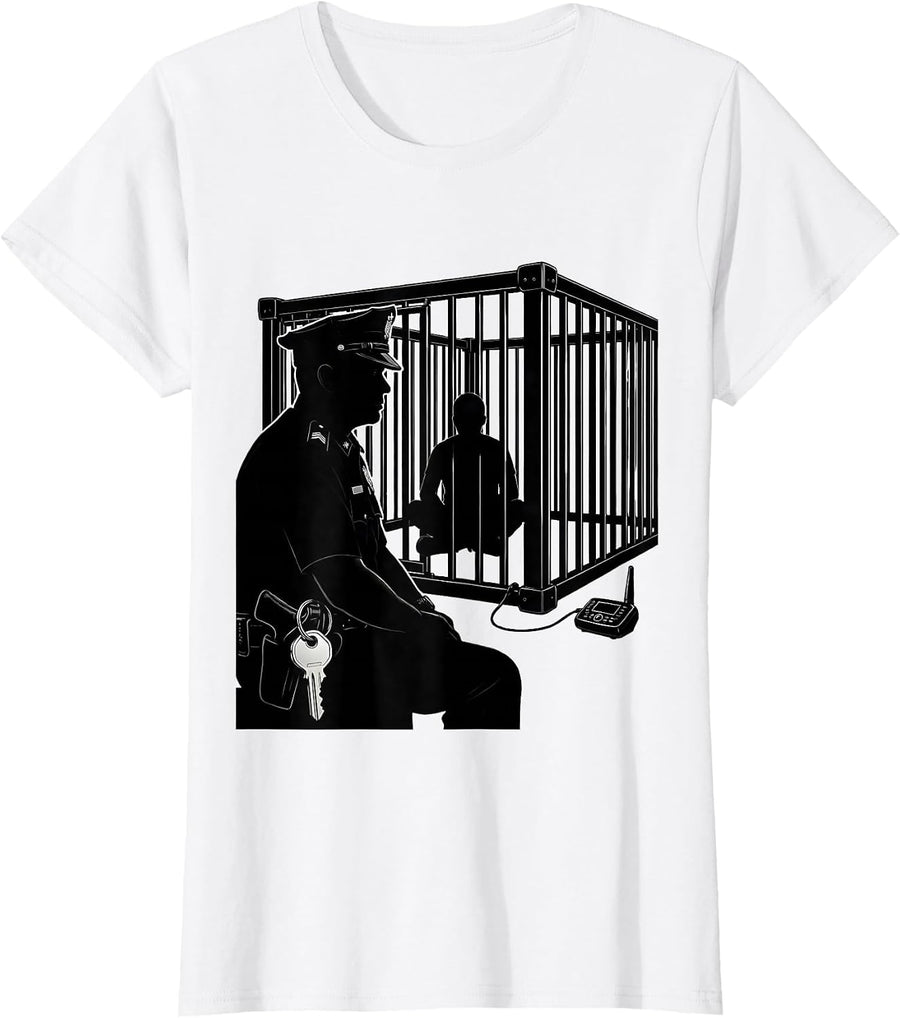 Women's Correction Officer Silhouette Gift For Cops And Law T-Shirt - White