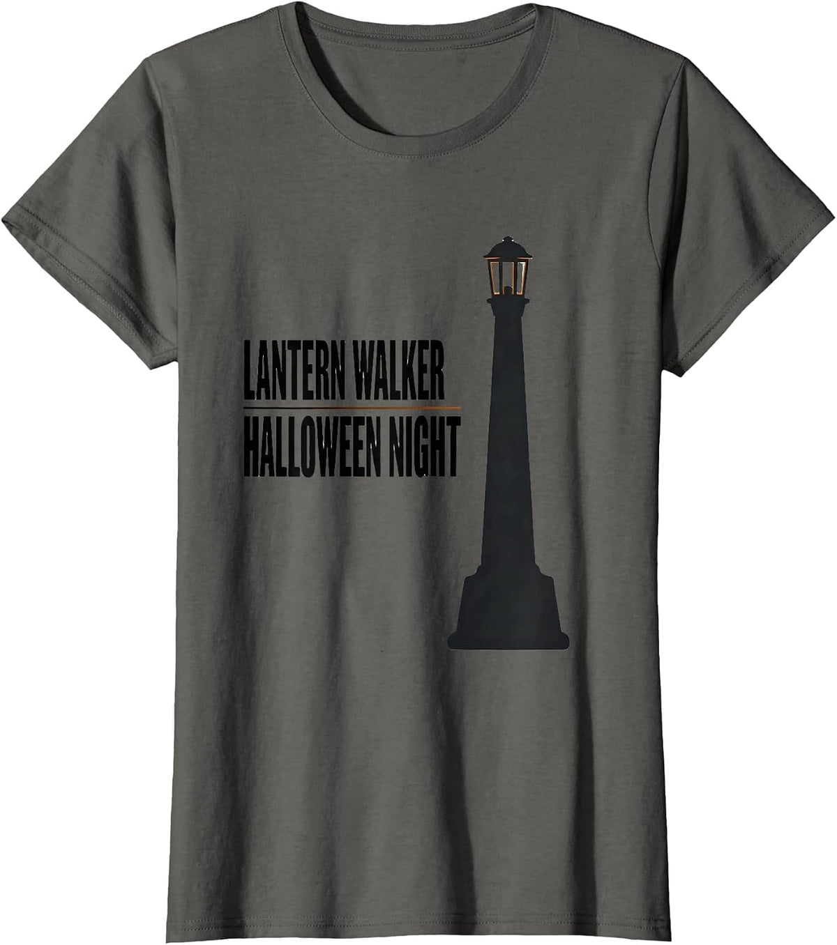 Women's Lantern Walker Halloween Night Faith Over Fear Christian T-Shirt - Asphalt Grey