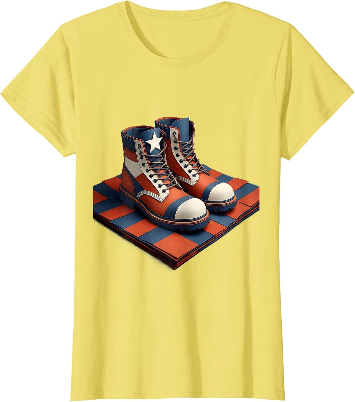 Women's Steel-Toe Work Boots Patriotic Union Labor Day T-Shirt - Lemon Yellow