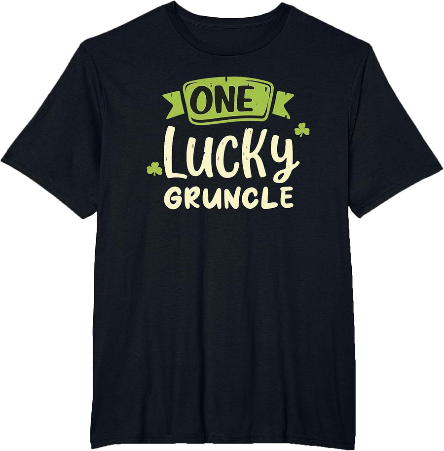 One Lucky Gruncle St. Patrick's Day Funny Matching T-Shirt - Black