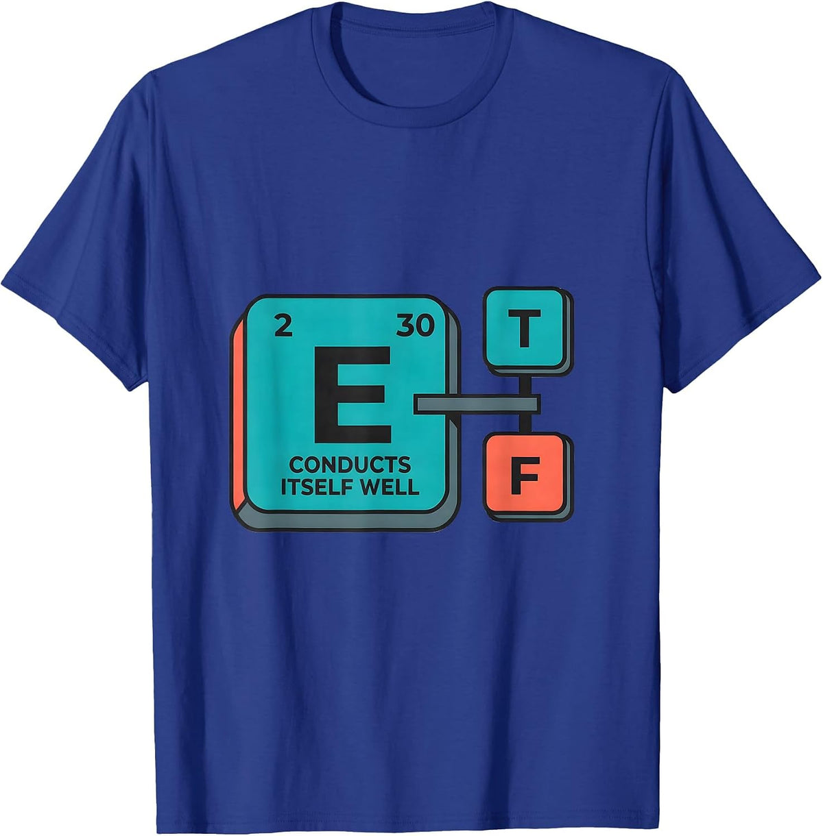 Men's Conducts Itself Well Funny Science Chemistry Pun Humor T-Shirt - Royal Blue