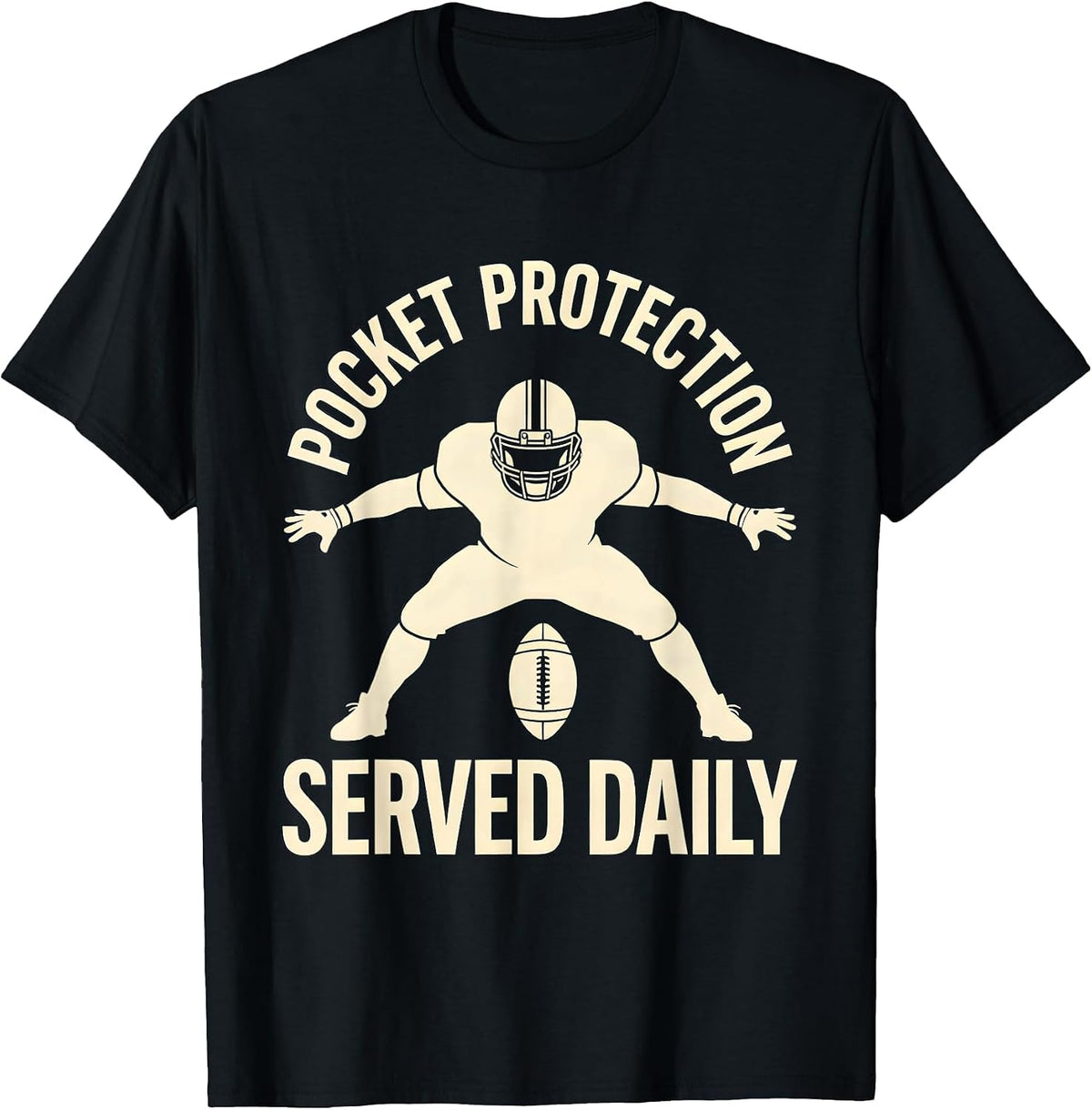 Men's Pocket Protection Served Daily Funny Football Lineman T-Shirt - Black