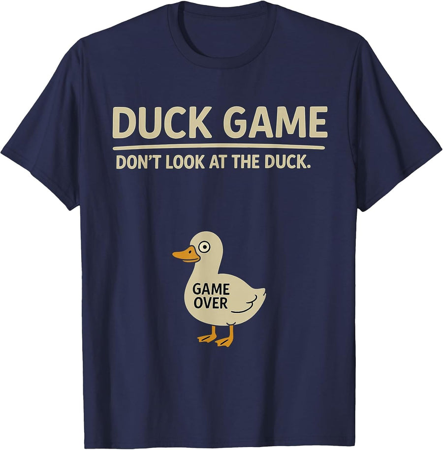 Funny Duckling Bird Lover Duck Game Don’t Look at the Duck T-Shirt - Navy Blue